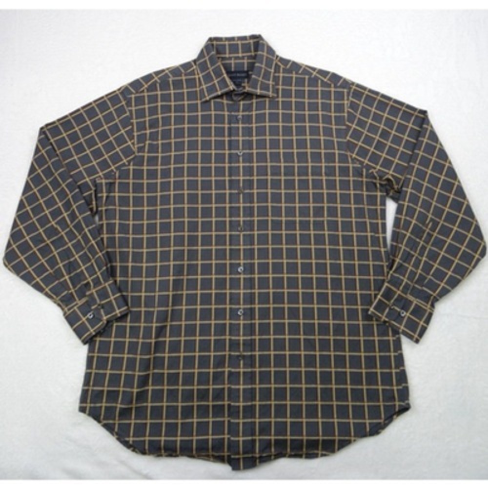 Scott Barber Shirt Mens Size Large Gray Plaid Button‎ Up Long Sleeve Pocket